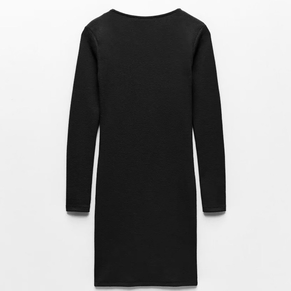 ZARA Textured Weavy Dress Black - Picture 4 of 5